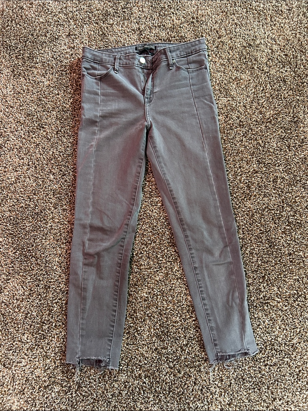 Abercrombie & Fitch Gray Cropped High-Rise Skinny Jeans